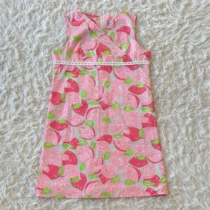 Vtg Lilly Pulitzer pink & green peach print sleeveless shift dress girls size 14